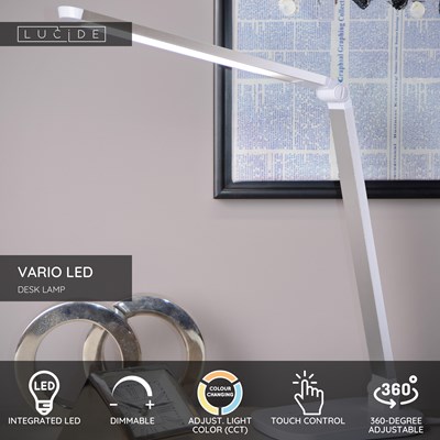 Lucide VARIO LED - Desk lamp - LED Dim. - CCT - 1x8W 2700K/6500K - White